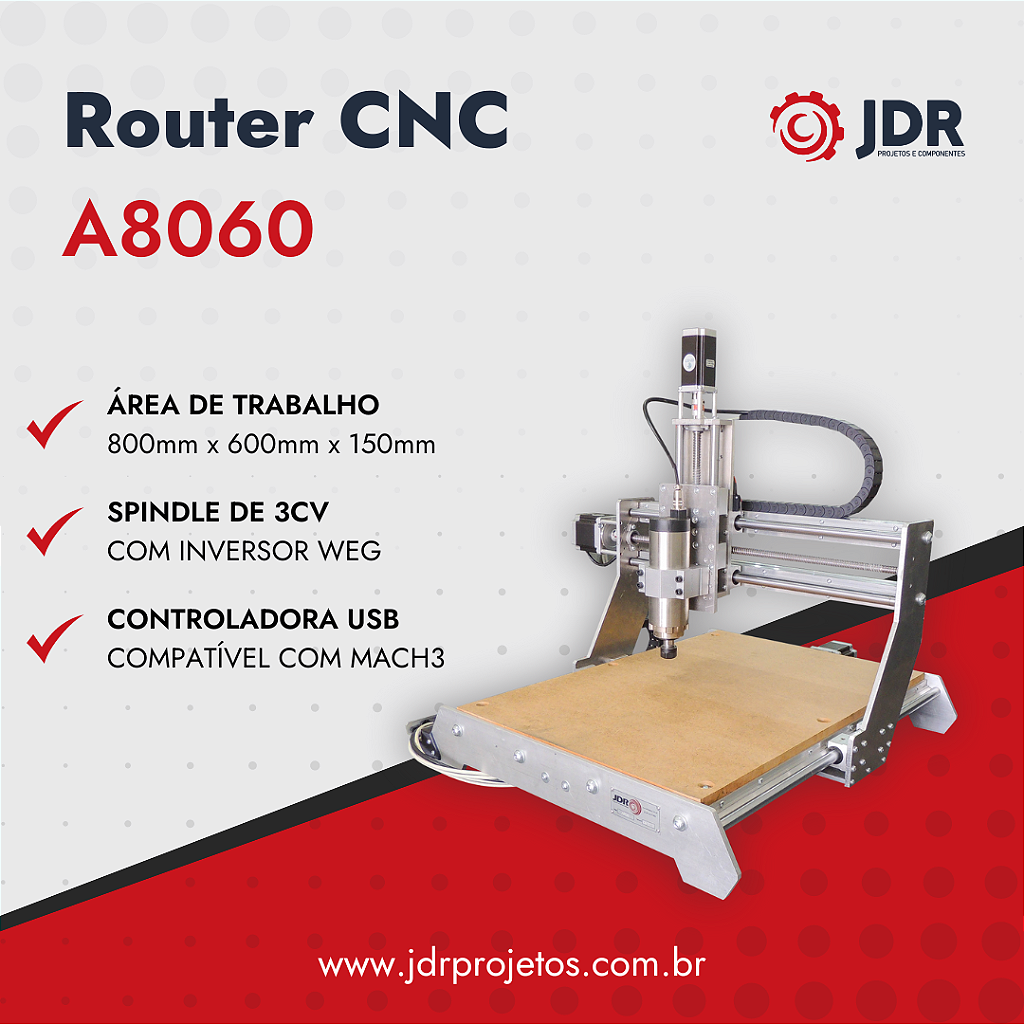 Router CNC A8060 JDR - JDR Projetos CNC e Componentes