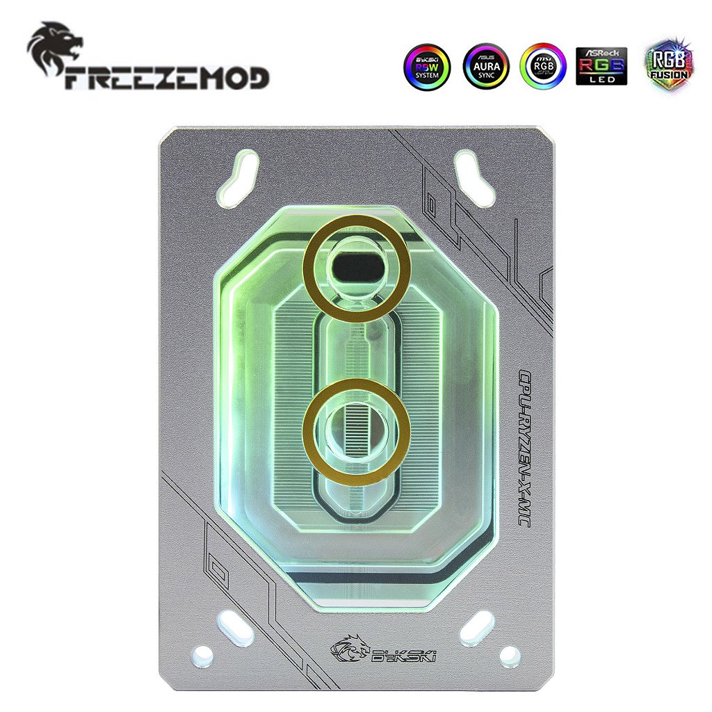 CPU Block Bykski AMD RYZEN-X-MC Prata RGB 5v para water cooler
