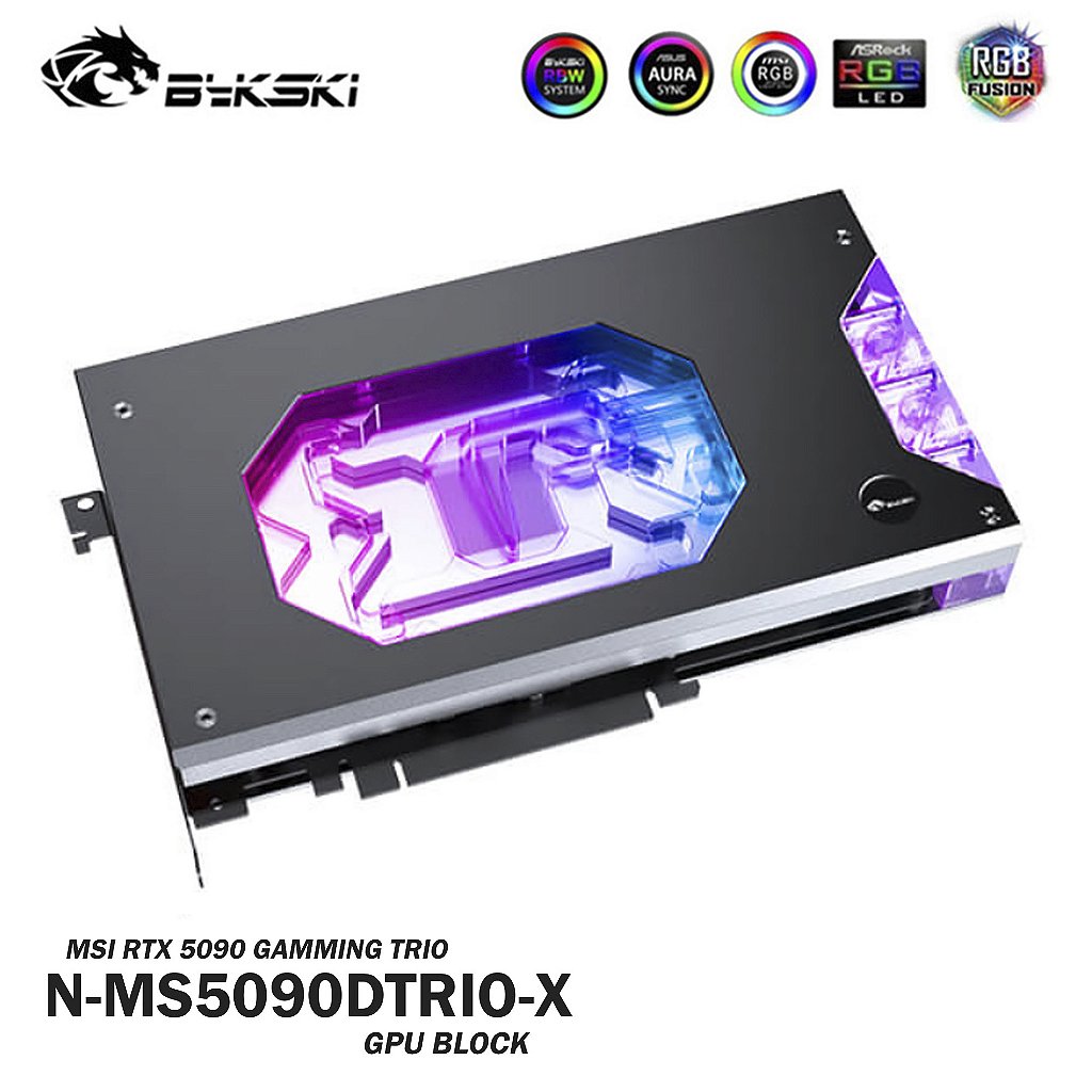 GPU Block MSI RTX 5090 Gamming Trio Bykski ARGB - Power UP Water