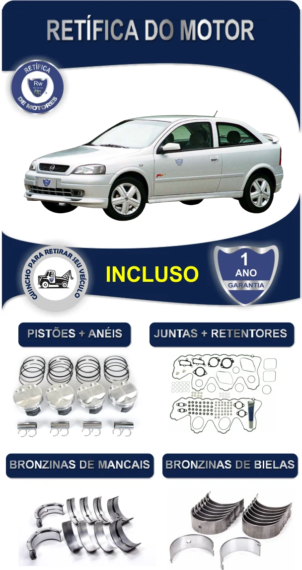 Retífica de Motor Chevrolet Astra Sport 2.0 16V