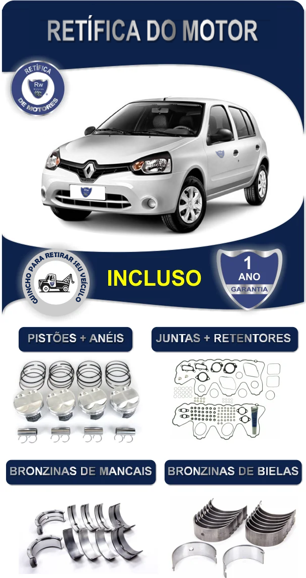 Retífica de Motor Renault Clio 1.6 16V Expression D4D