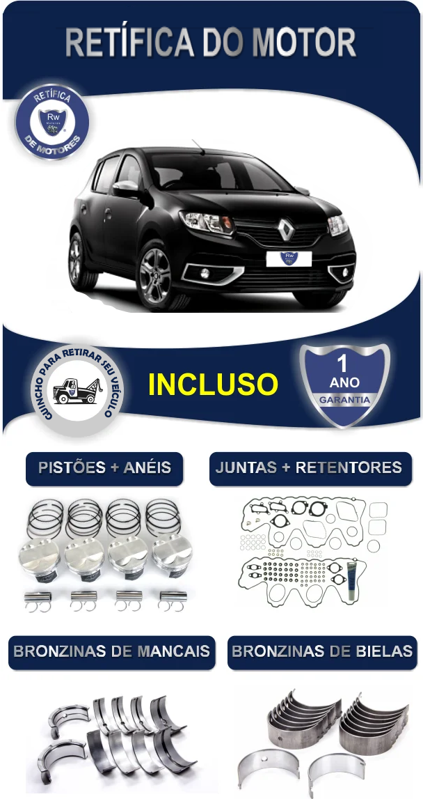 Retífica de Motor Renault Sandero GT Line 1.6 H4M