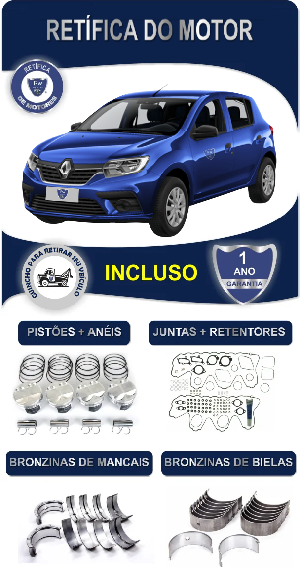 Retífica de Motor Renault Sandero Life 1.0 12v Sce Flex 3 Cilindros