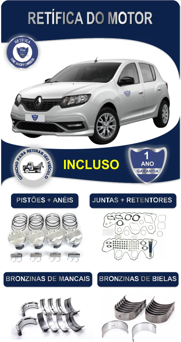 Retífica de Motor Renault Sandero S Edition 1.0 12v Sce Flex 3 Cilindros