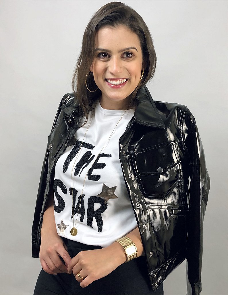 jaqueta de vinil preta