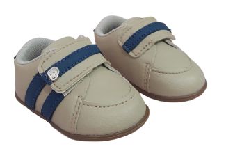 Sapato Infantil Masculino Bege/ Marinho - Pimpopé - Multi Modas Baby