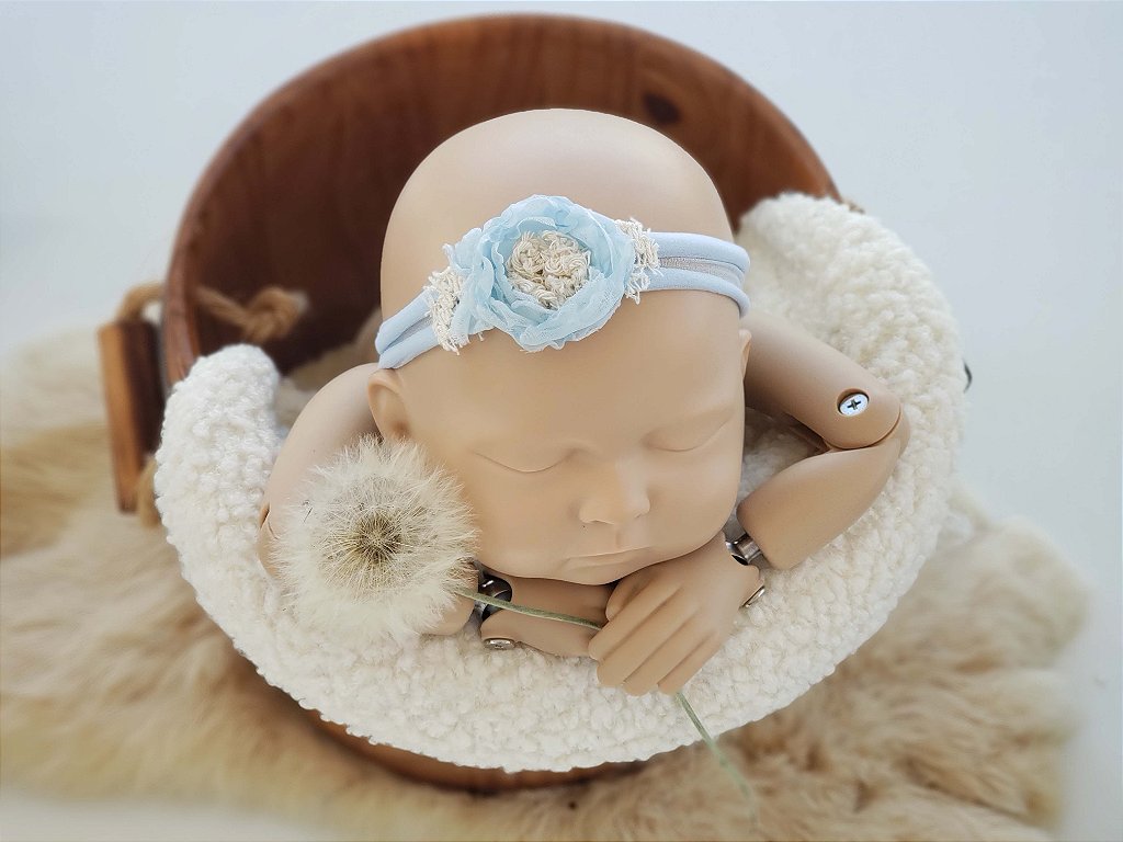 Headband Mara Azul Bebê (meia de seda) - Lili Okpis Baby Boutique