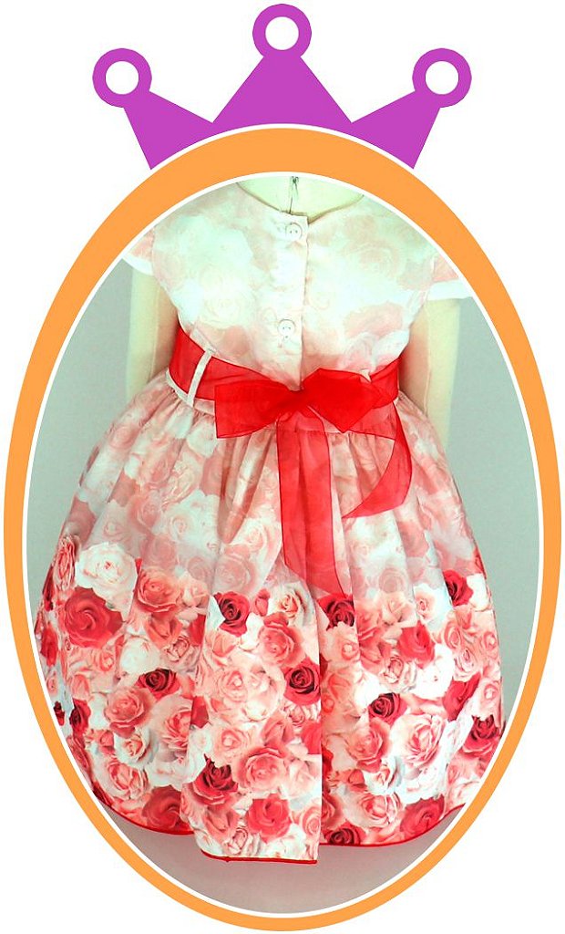 Vestido com estampa store de rosas vermelhas