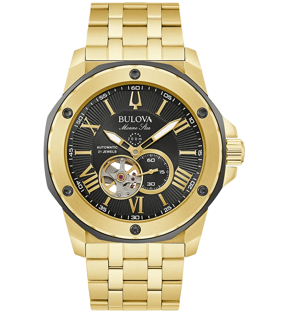 Bulova 98A273 – Marine Star automático dourado 200M - Relojoaria