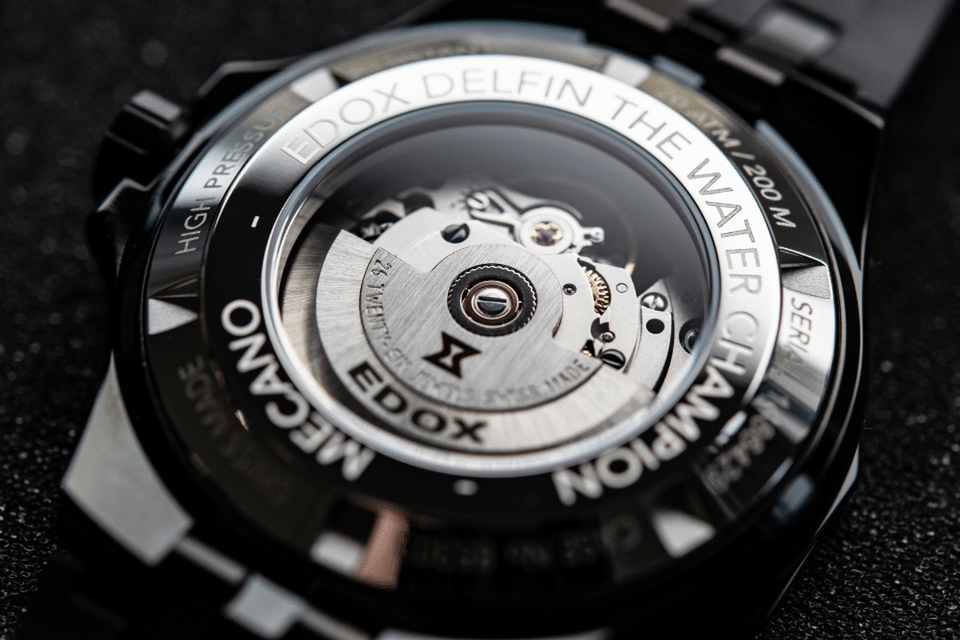 Edox Delfin Automático Esqueletizado 200m Safira Aço Inoxidável