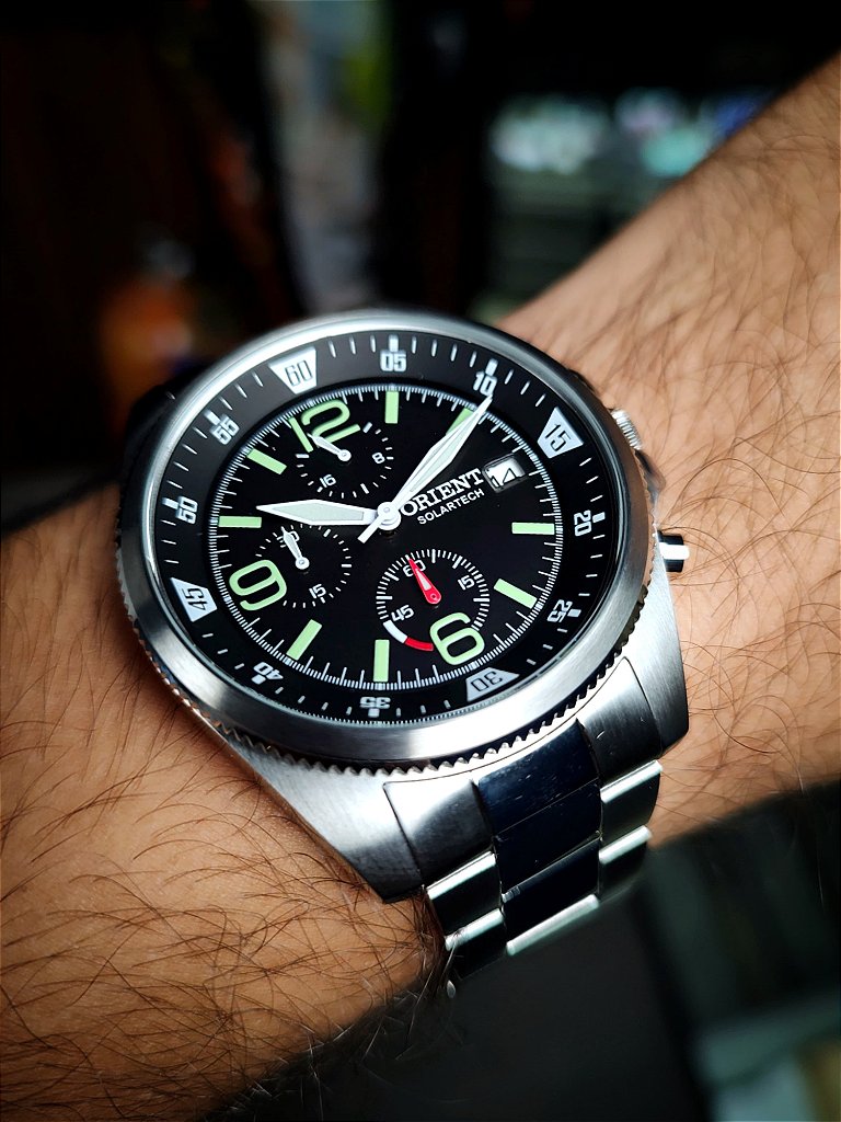 Orient MBSSC262-P2SX – Cronógrafo Solar, Aço IP Black, Estilo