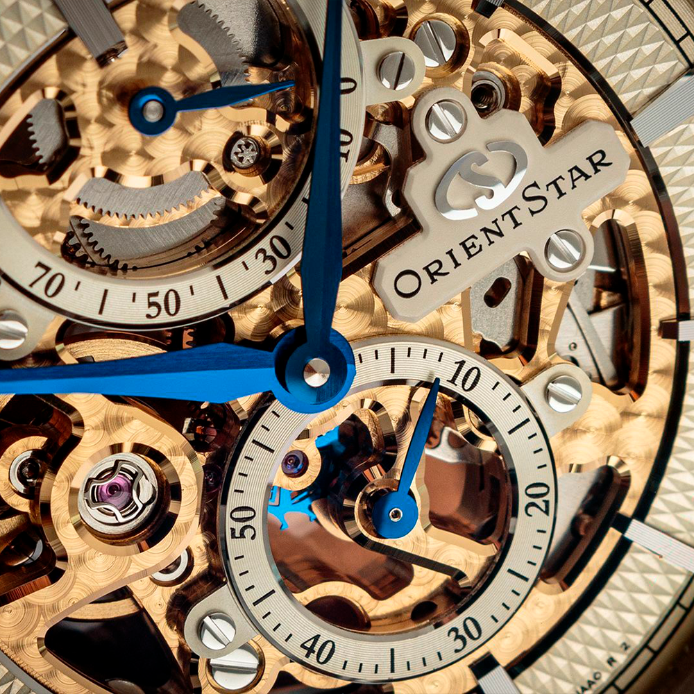 Orient Star RE-AZ0004S00B Skeleton Dourado Manual 70h - Relojoaria