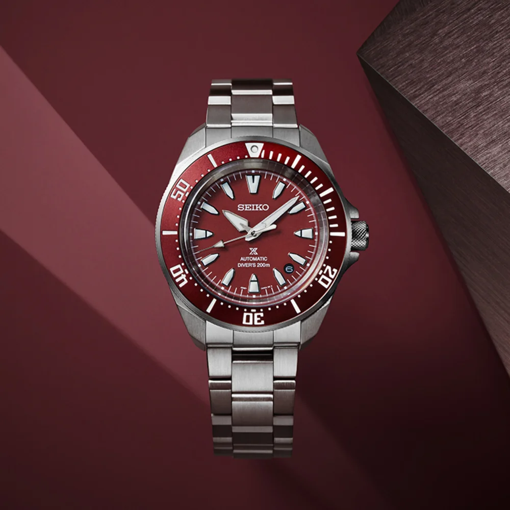 Relógio Seiko Samurai SRPL11B1 Automático 41.7mm Bordô 200m