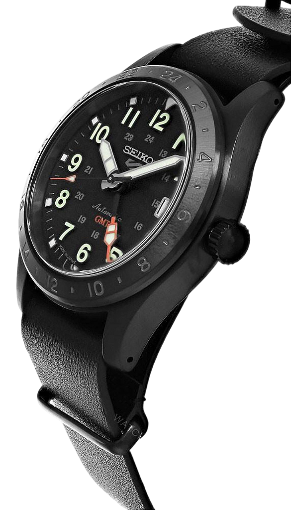 Seiko 5 Sports Field GMT SBSC013 / SSK025B1 Automático Preto Couro