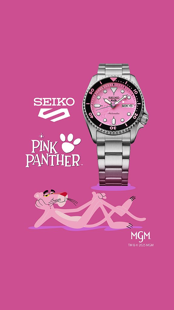 Seiko 5 Sports Pantera Cor-de-Rosa SRPM07K1 Edição Limitada