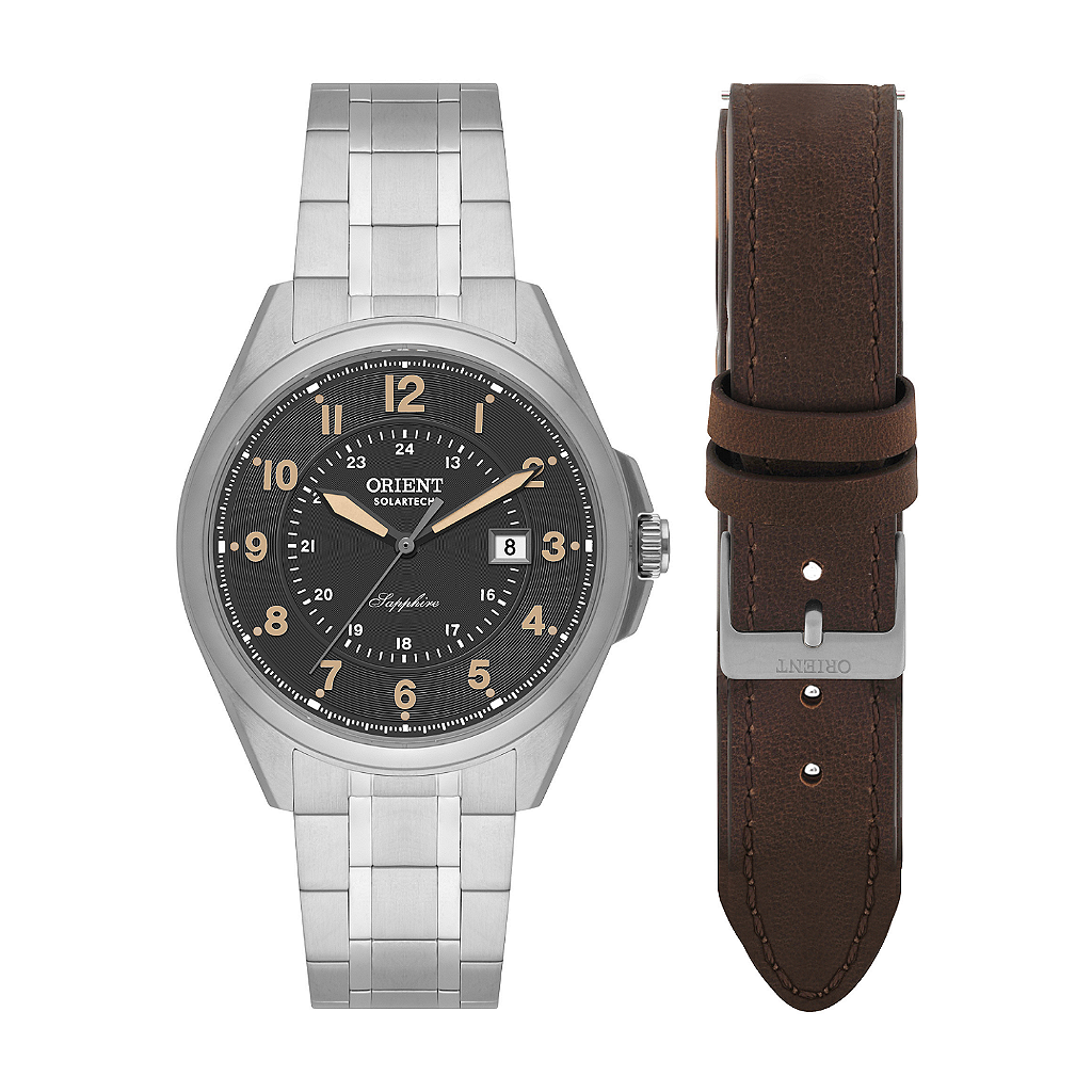 Relógio Orient Solartech MBSS1534-G2SX Field Watch Safira preto