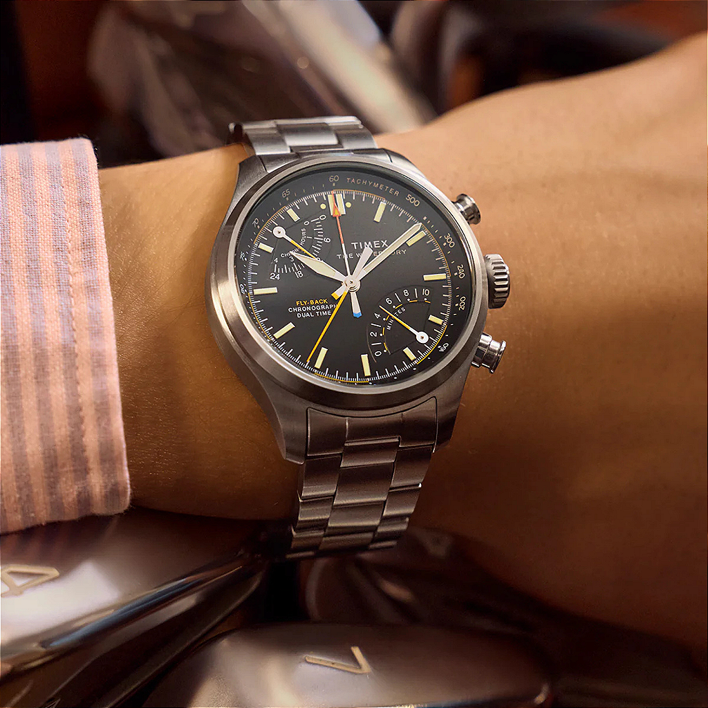 Relógio Timex Waterbury Flyback TW2Y70200M Cronógrafo Dual Time