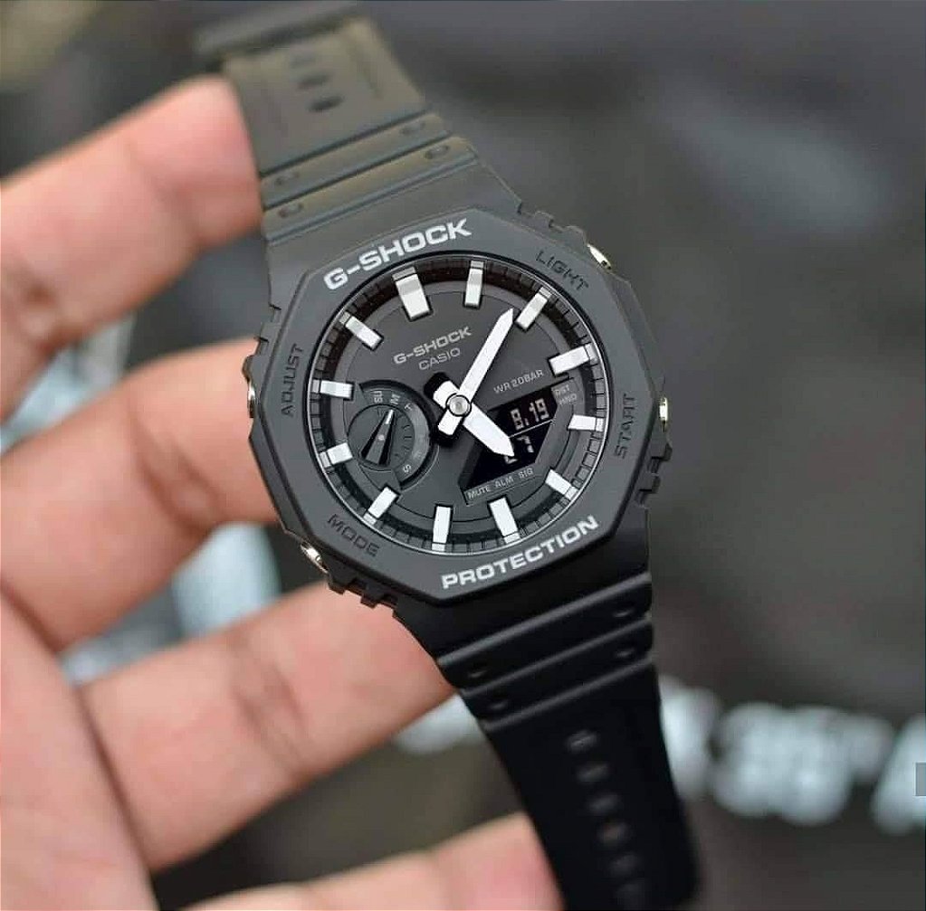 G-Shock GA-2100-1ADR Carbon Core Guard All Black 200m - Relojoaria