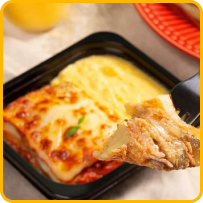 PBerinjela a Parmegiana com Creme de Milho, Arroz Branco e Feijão 320g