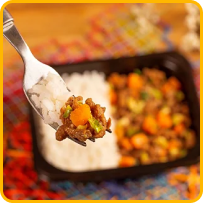 Picadinho de Carne de Soja com Legumes e Arroz Branco 300g
