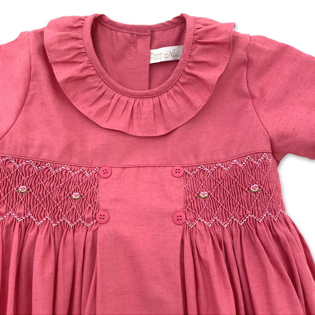 Vestido Casa de Abelha Rosa Xadrez Ponto Smock com Short - Loja