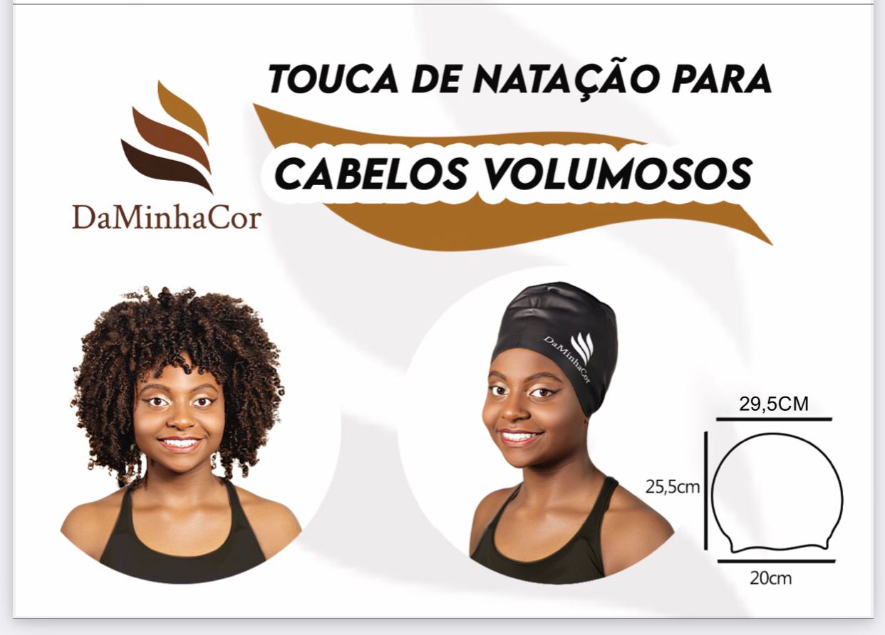 Toucas de Natação para Cabelos Afro Crespo Volumosos Compridos Longos -  DaMinhaCor | produtos inovadores e socialmente inteligentes