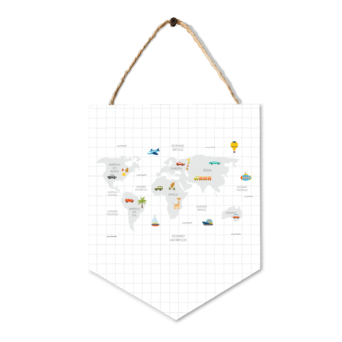 PLACA BANDEIRINHA MAPA CINZA