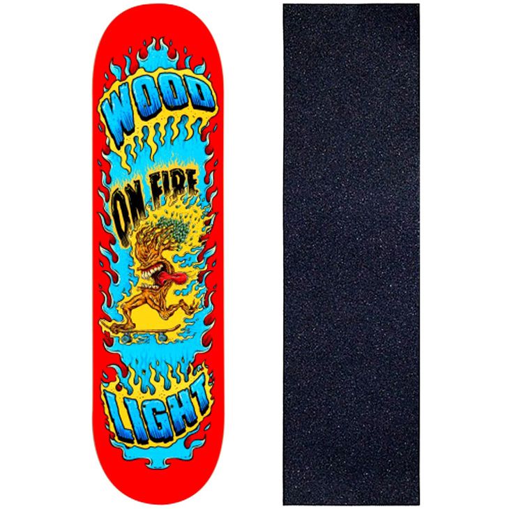 Shape de Skate Profissional Wood Light 8.0 Fire Red + Lixa de
