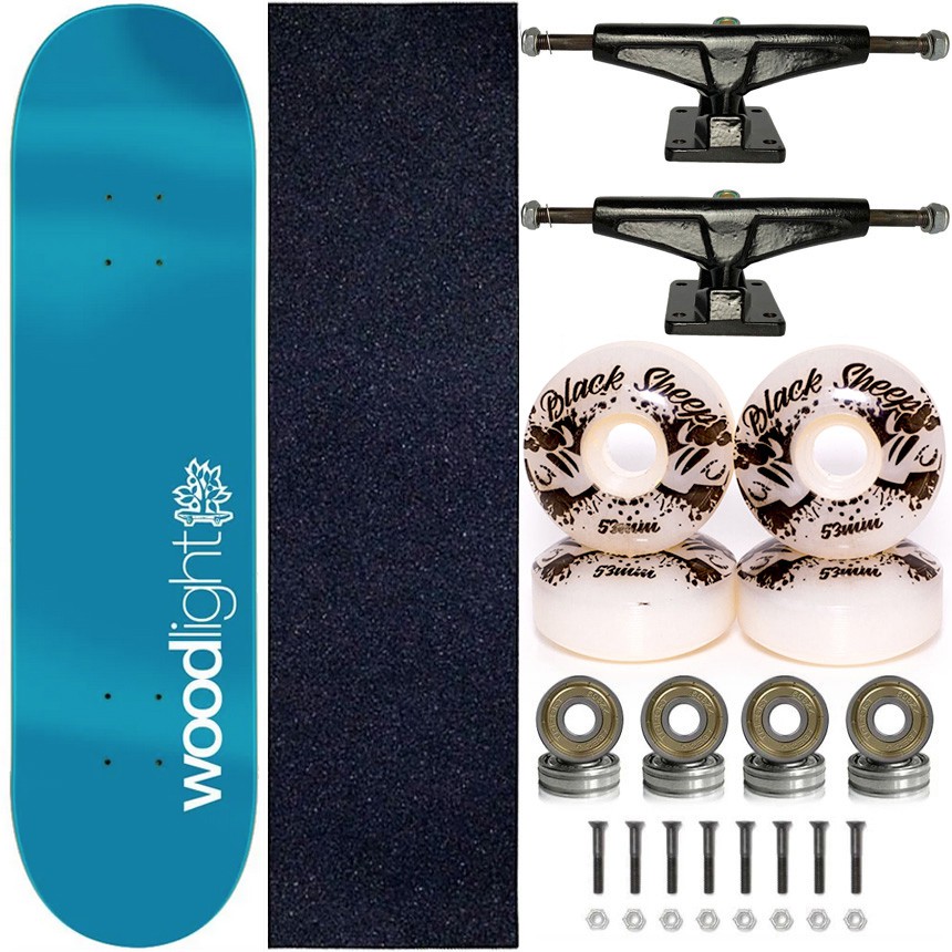 英7” Wood Lane Skateboard Saturday GIL537 Lightning Records (2) /00080 Skate Completo Shape Marfim Wood Light 8.0 Basic Blue - Virtual
