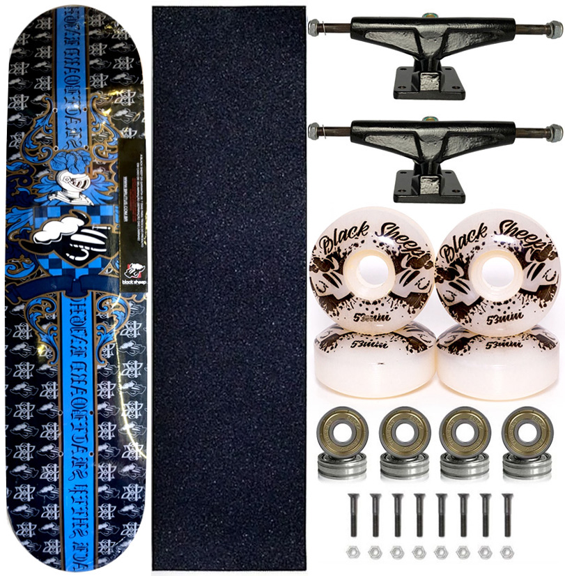 Skate Completo Shape Marfim Black Sheep 8.0 Blue Brasão - Virtual