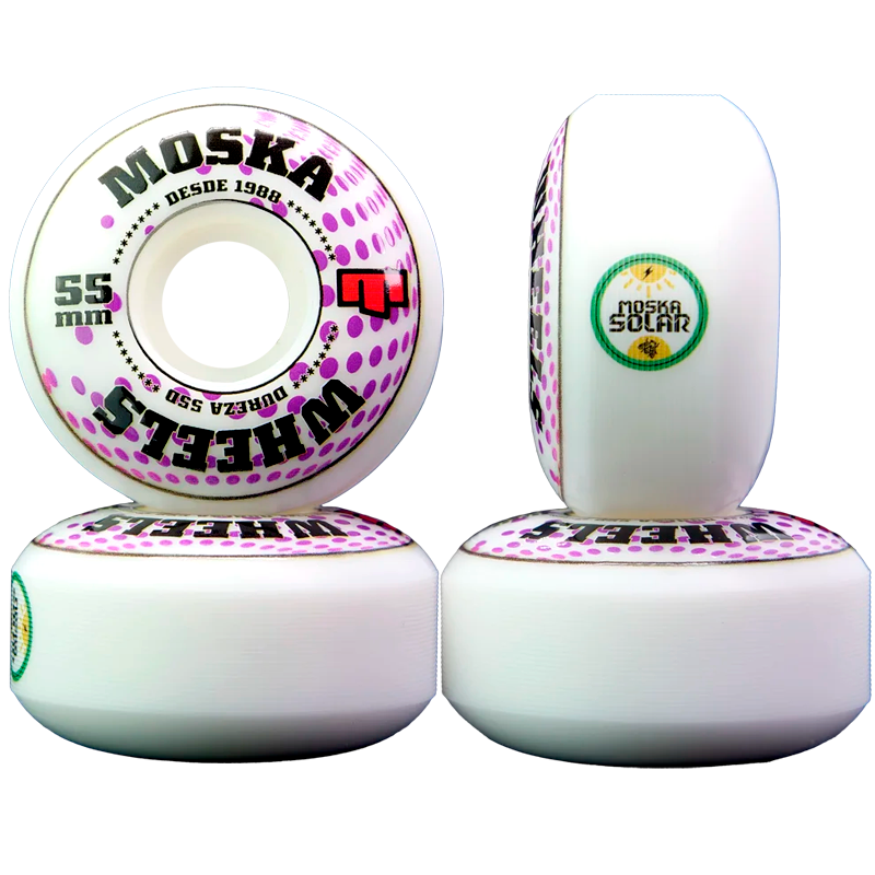 Rodas Moska Rock 55mm Dureza 53D Branca - Virtual Skate Shop | A
