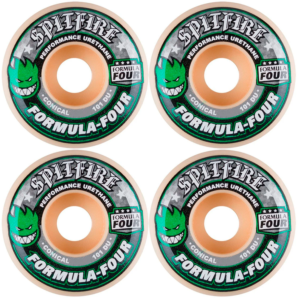 Rodas Spitfire 54mm F4 Conical Green Print 101DU - Virtual Skate