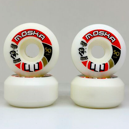 Rodas Moska Rock 50mm Dureza 53D Branca - Virtual Skate Shop | A
