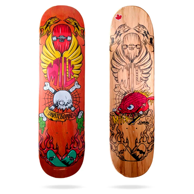 Shape Maple Milk Skateboards 9.0 Old Scholl Skull Fire - Virtual