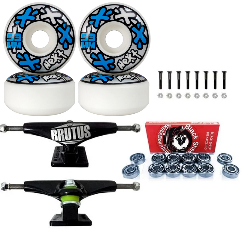 Truck Brutus Black 139mm + Roda Next ll 53mm + Rolamento Red +