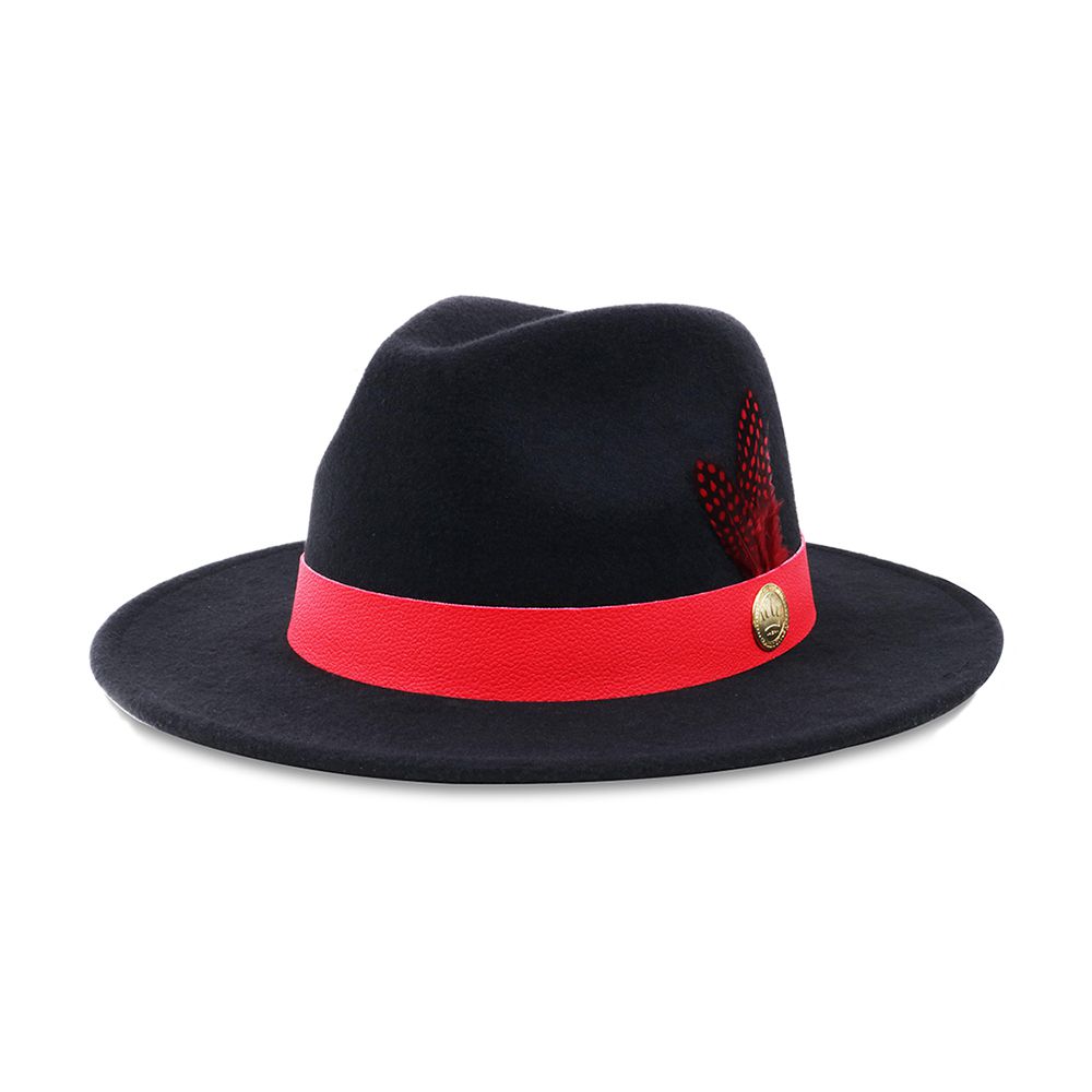 Chapéu Preto Faixa Fita Vermelha Pena | Comprar Chapéu Faixa Vermelha -  Chapéu Premium | Top Hats!