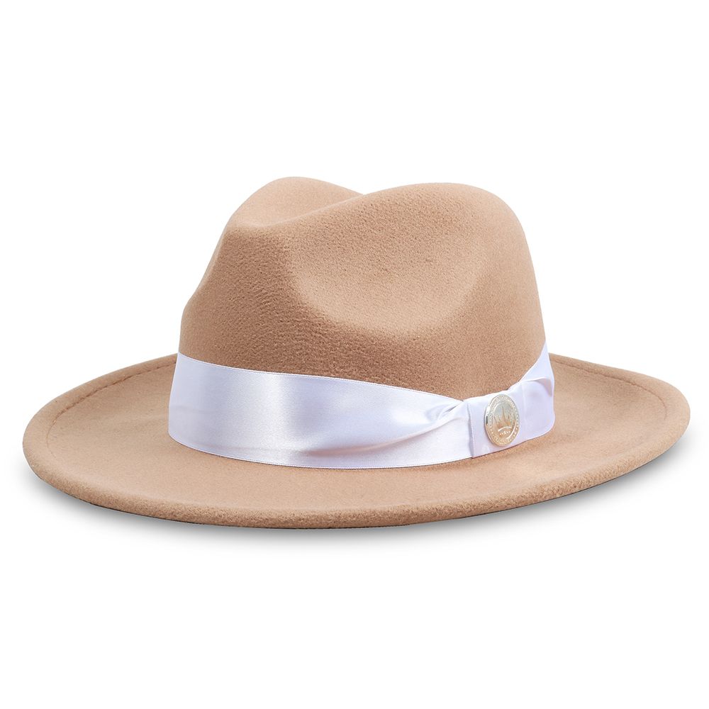 Chapéu Fedora Bege Com Faixa Branca de Cetim | Loja Chapéu Premium - Chapéu  Premium | Top Hats!
