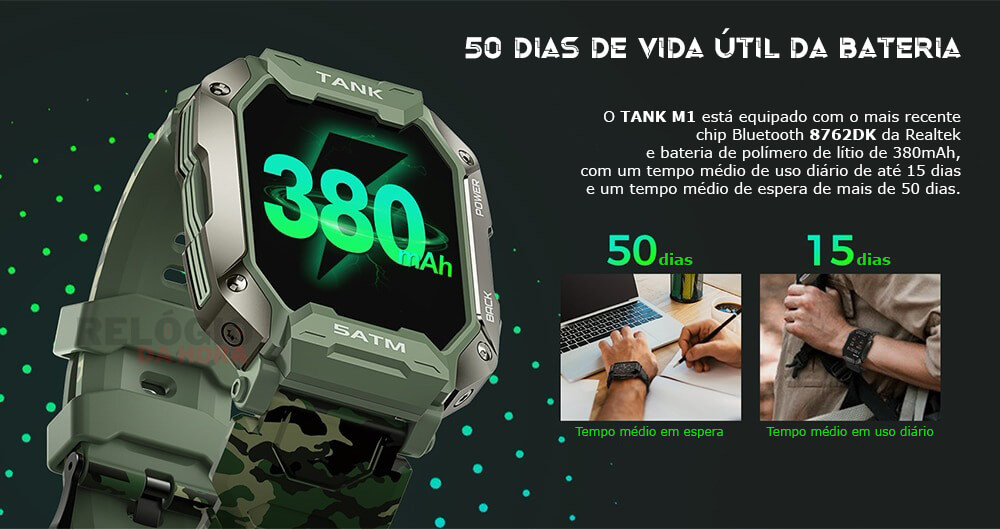 Relógio Inteligente Spartan J117 M1 5Atm / 50m Android & iOS