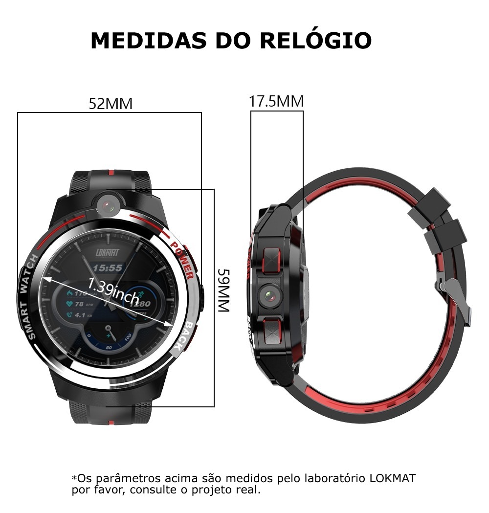 relógio inteligente android 7.1 duas câmeras lokmat lok02