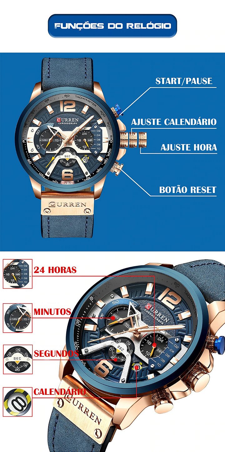 Relógio Curren 8329 Esportivo - Relógio Da Hora