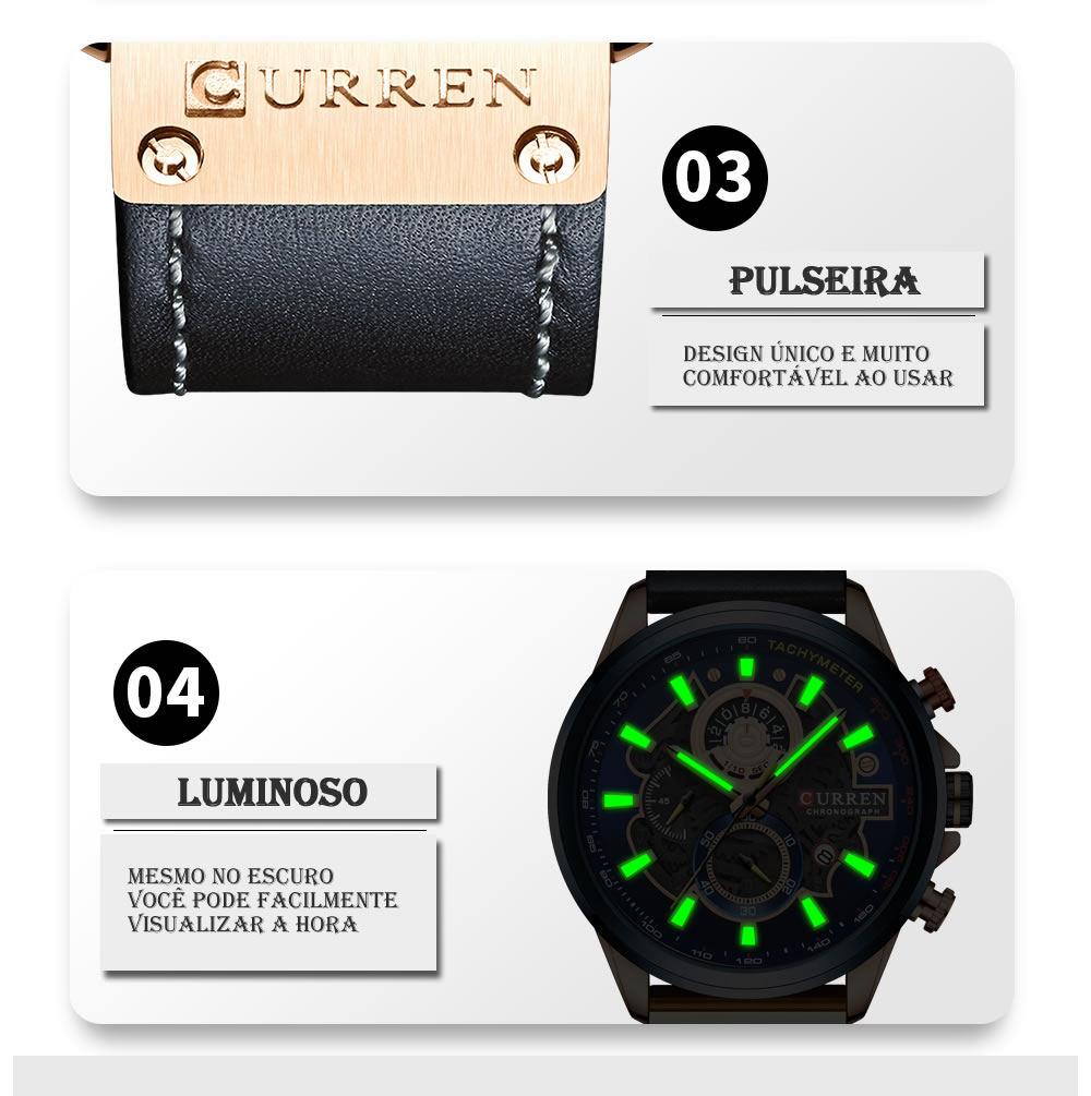 Relógio Design Criativo Esporte Curren 8380 4