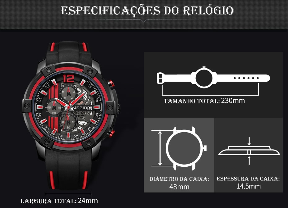 Rel gio Masculino Esportivo MEGIR 2097 Rel gio Da Hora