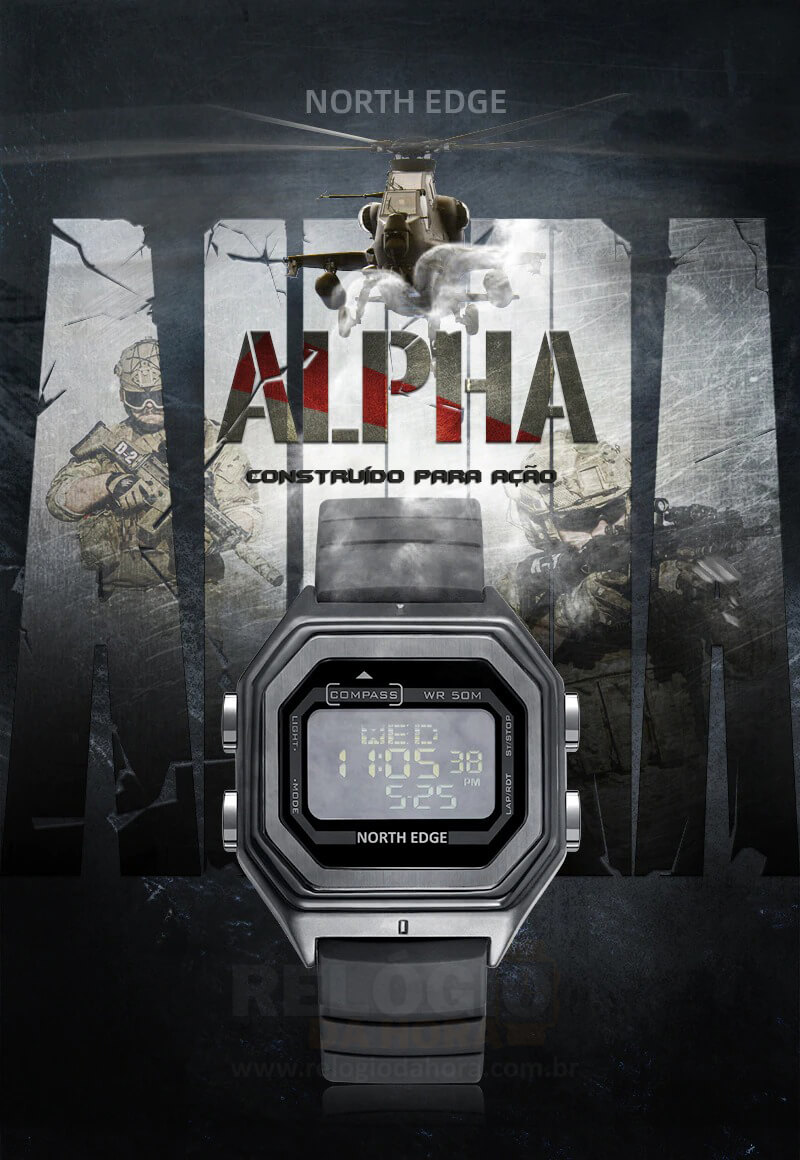 Relógio Masculino Militar Tático North Edge Alpha