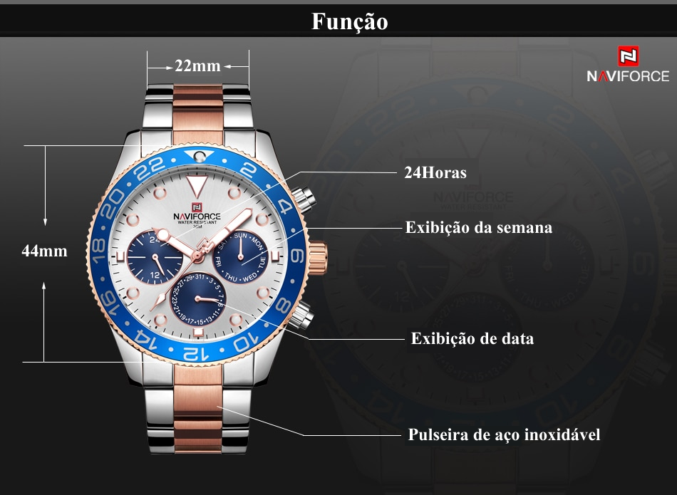 Relógio Naviforce NF9147SRG Luxo 