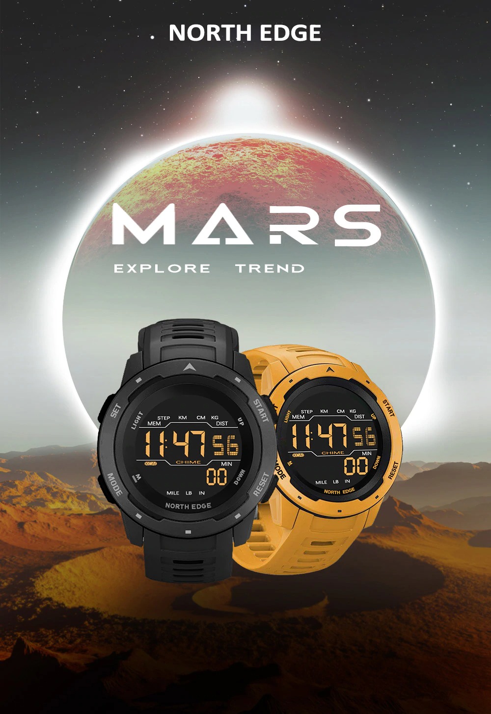 Relógio North Edge MARS Digital Masculino