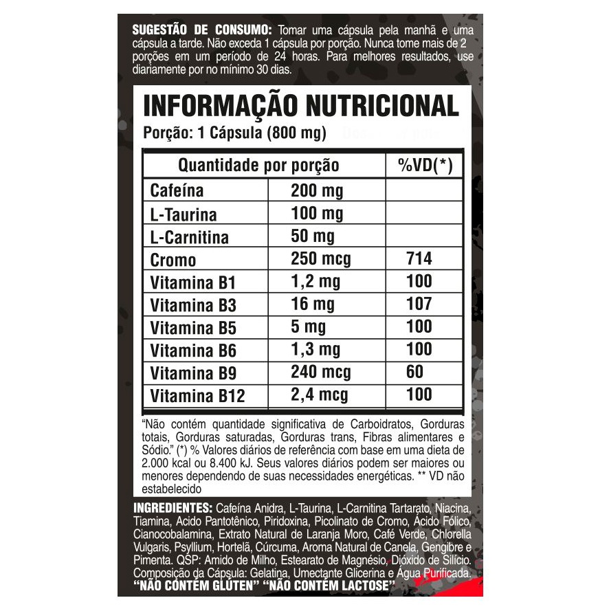 Lipo 6 Black Termognico (Cafena + Cromo + L-Carnitina + Taurina) - 3 -  FITFIELD
