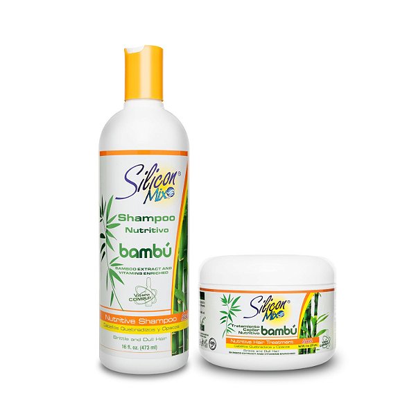 Kit Shampoo e Máscara de Tratamento Capilar Nutritivo Silicon Mix Bambú (Shampoo 473ml + Máscara 225g)