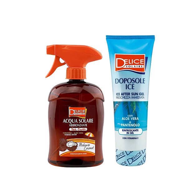 Água Bronzeadora Acqua Solare Delice Coconut 500ml + Gel Pós Sol Delice Solaire  250ml