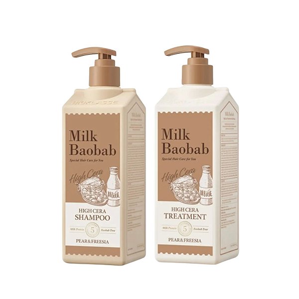 Kit Shampoo e Condicionador Milk Baobab High Cera Treatment Pear & Freesia - 500ml  (2 unids)