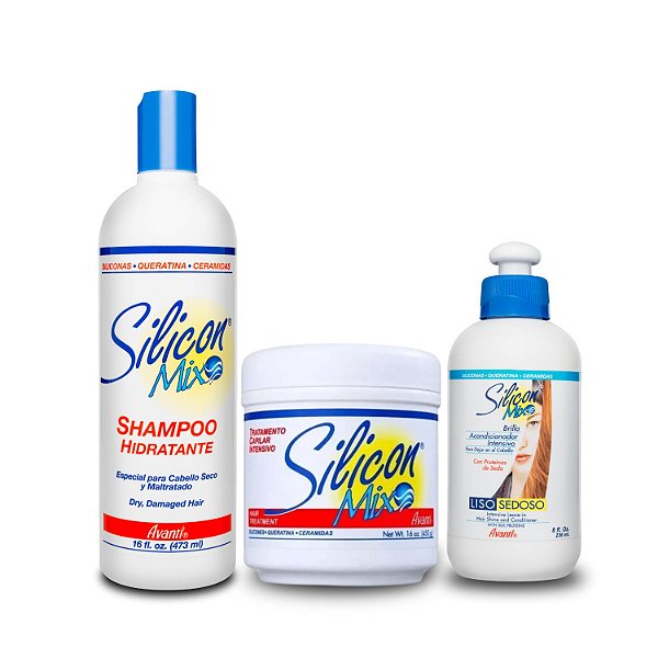 Kit de Shampoo, Leave In e Máscara de Tratamento Intensivo Silicon Mix Avanti (Shamp 473ml + Másc 450g + Leave in 236ml)